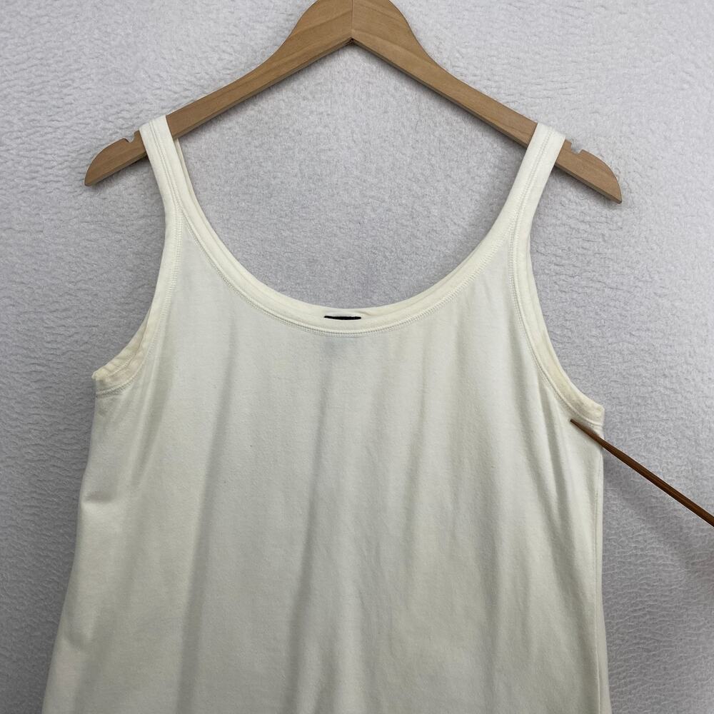 EILEEN FISHER Tank Top L Cotton Stretch Jersey Scoop Neck Camisole White USA - Picture 7 of 9